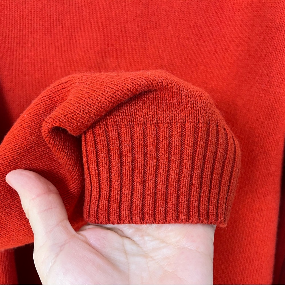 J. Crew Men's Orange Red Cotton Cashmere‎ Quarter Zip Pullover Sweater Size XL - Picture 6 of 11